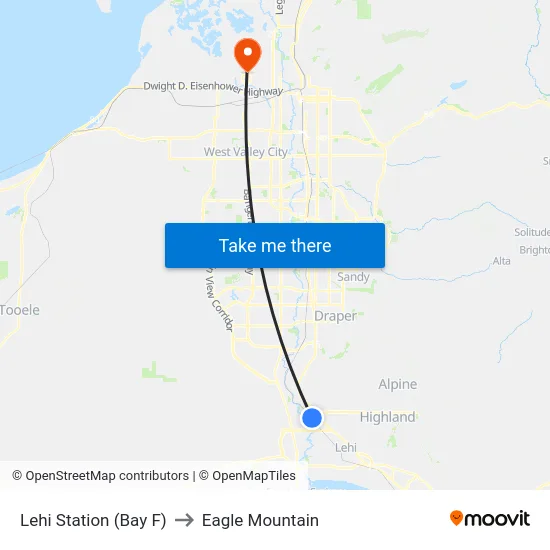 Lehi Station (Bay F) to Eagle Mountain map