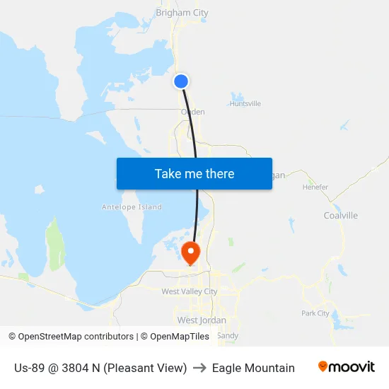 Us-89 @ 3804 N   (Pleasant View) to Eagle Mountain map