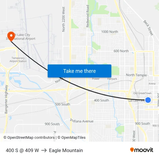 400 S @ 409 W to Eagle Mountain map