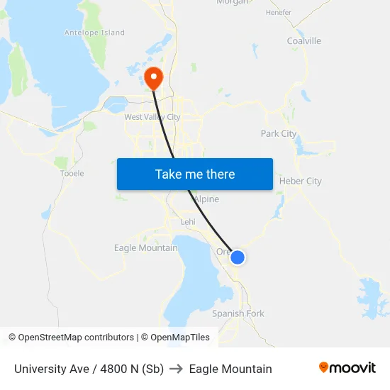 University Ave / 4800 N (Sb) to Eagle Mountain map
