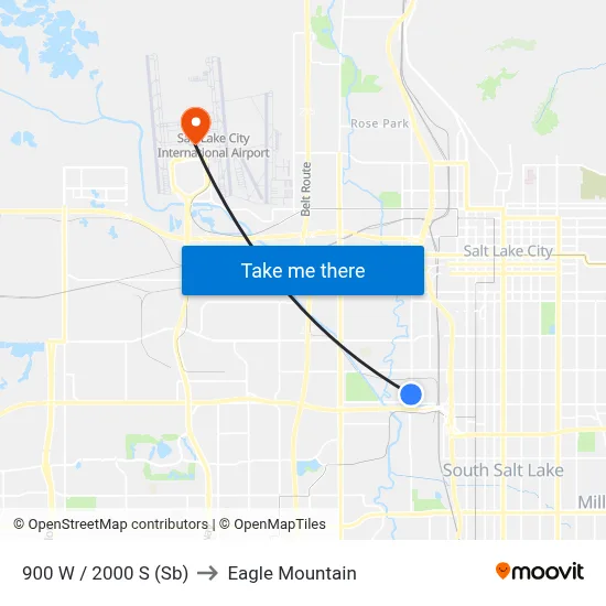 900 W / 2000 S (Sb) to Eagle Mountain map