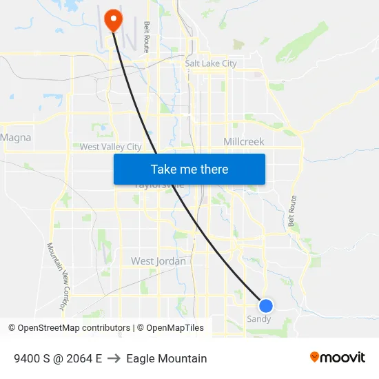 9400 S @ 2064 E to Eagle Mountain map
