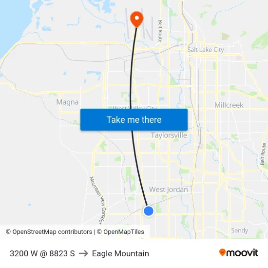 3200 W @ 8823 S to Eagle Mountain map