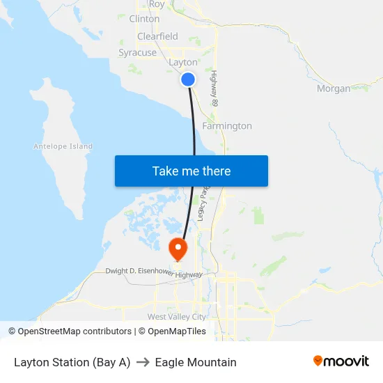 Layton Station (Bay A) to Eagle Mountain map