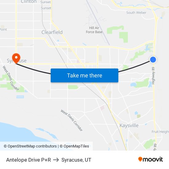 Antelope Drive P+R to Syracuse, UT map