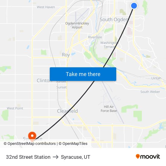 32nd Street Station to Syracuse, UT map