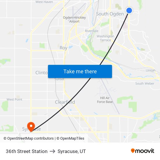 36th Street Station to Syracuse, UT map