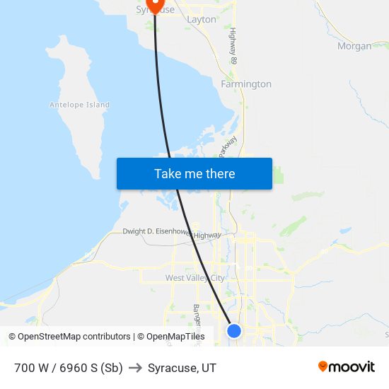 700 W / 6960 S (Sb) to Syracuse, UT map