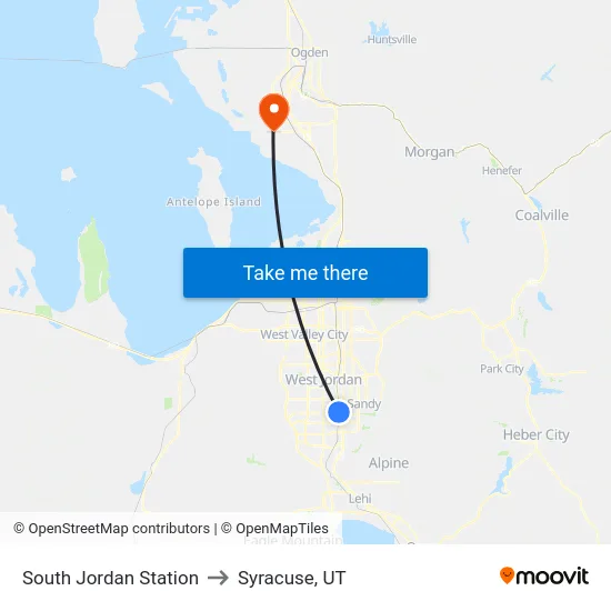South Jordan Station to Syracuse, UT map