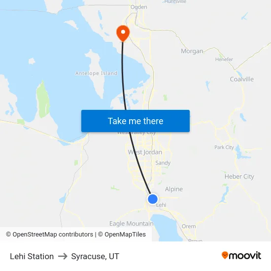Lehi Station to Syracuse, UT map