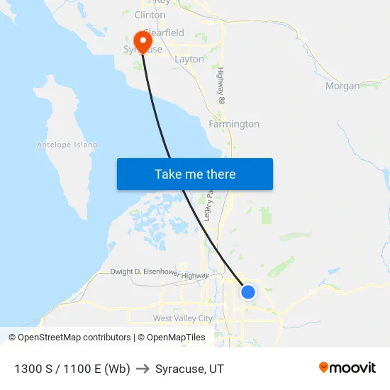 1300 S / 1100 E (Wb) to Syracuse, UT map