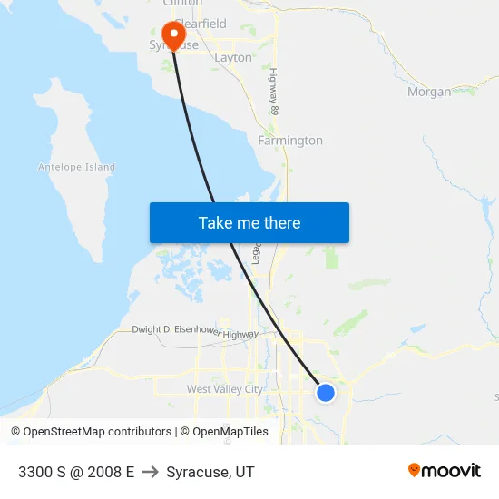 3300 S / 2000 E (Eb) to Syracuse, UT map