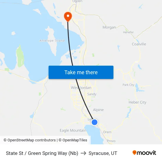 State St / Green Spring Way (Nb) to Syracuse, UT map
