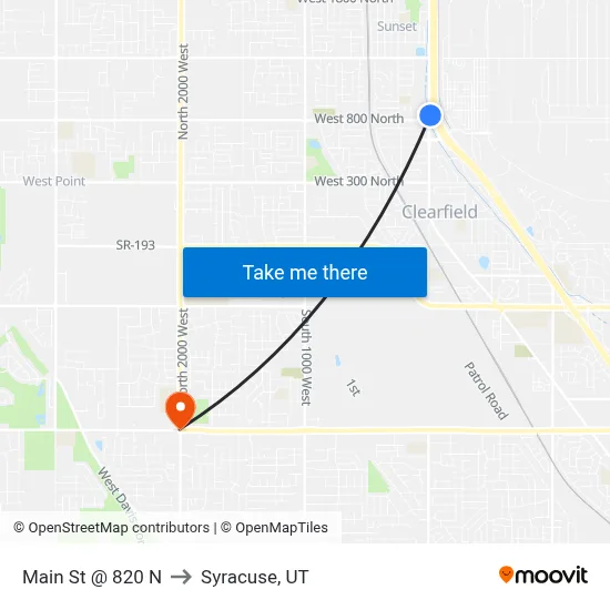 Main St @ 820 N to Syracuse, UT map