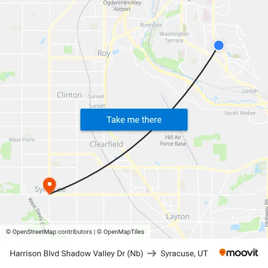 Harrison Blvd Shadow Valley Dr (Nb) to Syracuse, UT map
