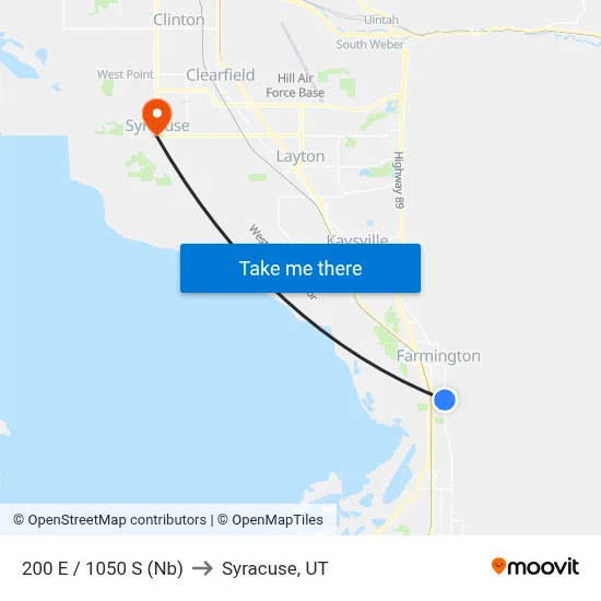 200 E / 1050 S (Nb) to Syracuse, UT map
