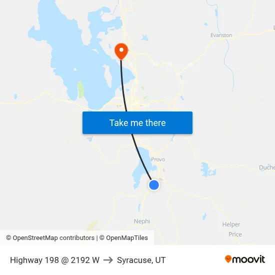 Highway 198 @ 2192 W to Syracuse, UT map