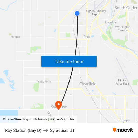 Roy Station (Bay D) to Syracuse, UT map