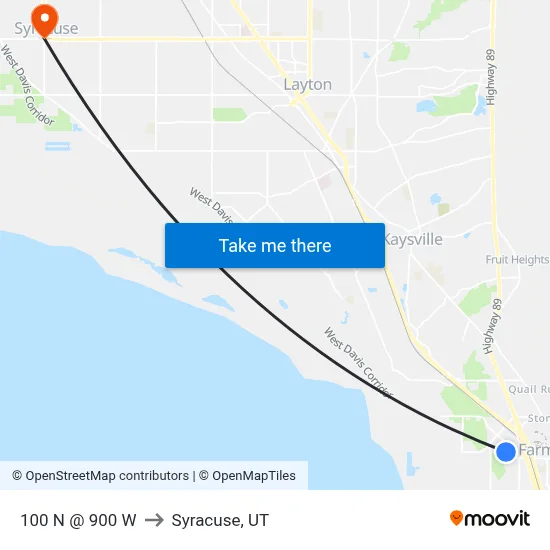 100 N @ 900 W to Syracuse, UT map