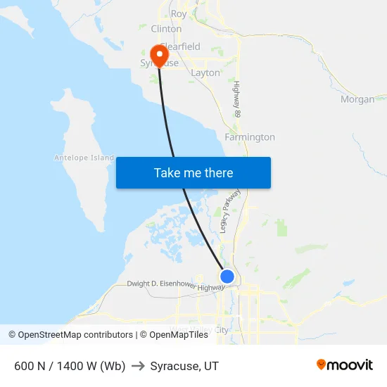 600 N / 1400 W (Wb) to Syracuse, UT map