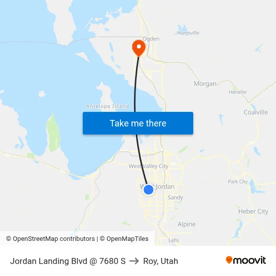 Jordan Landing Blvd @ 7680 S to Roy, Utah map
