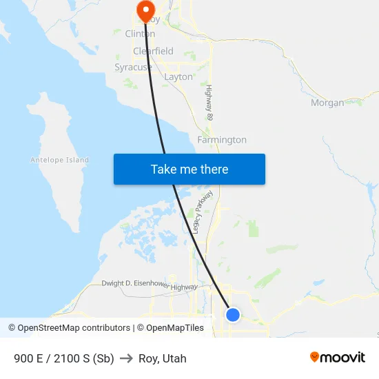 900 E / 2100 S (Sb) to Roy, Utah map