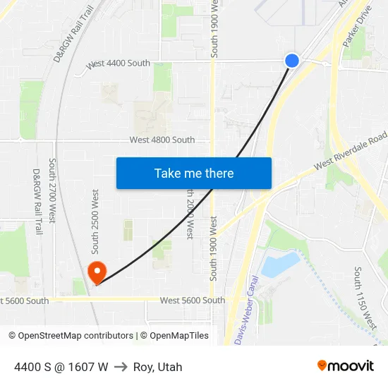 4400 S @ 1607 W to Roy, Utah map