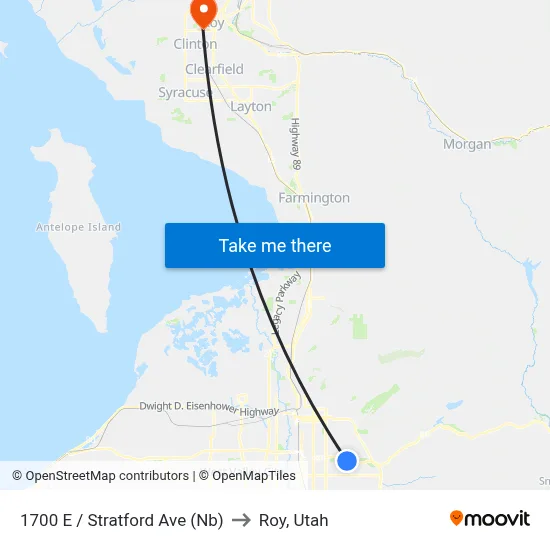 1700 E / Stratford Ave (Nb) to Roy, Utah map
