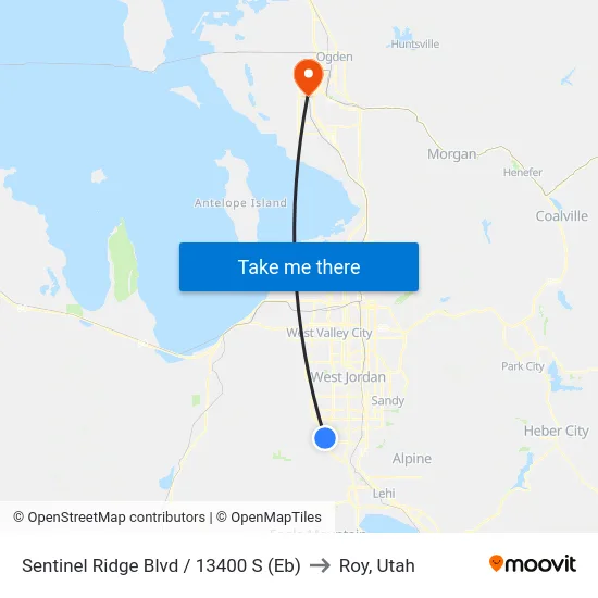 Sentinel Ridge Blvd / 13400 S (Eb) to Roy, Utah map