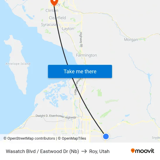 Wasatch Blvd / Eastwood Dr (Nb) to Roy, Utah map