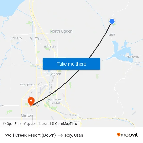 Wolf Creek Resort (Down) to Roy, Utah map