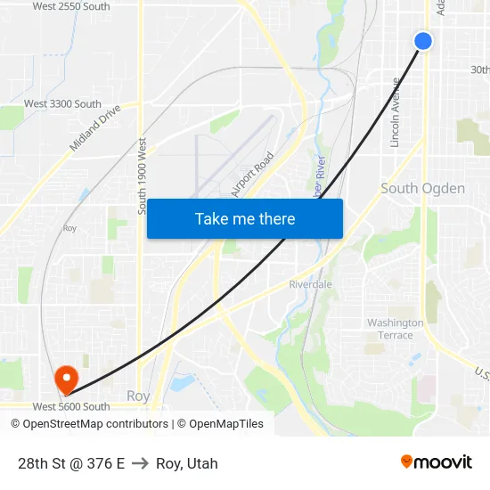28th St @ 376 E to Roy, Utah map