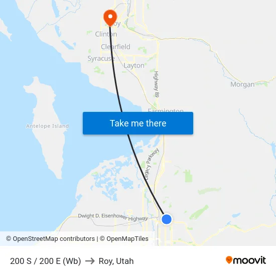 200 S / 200 E (Wb) to Roy, Utah map