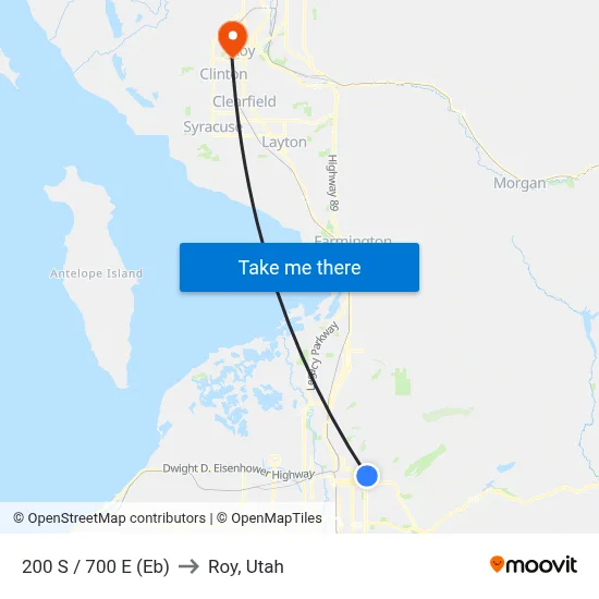 200 S / 700 E (Eb) to Roy, Utah map