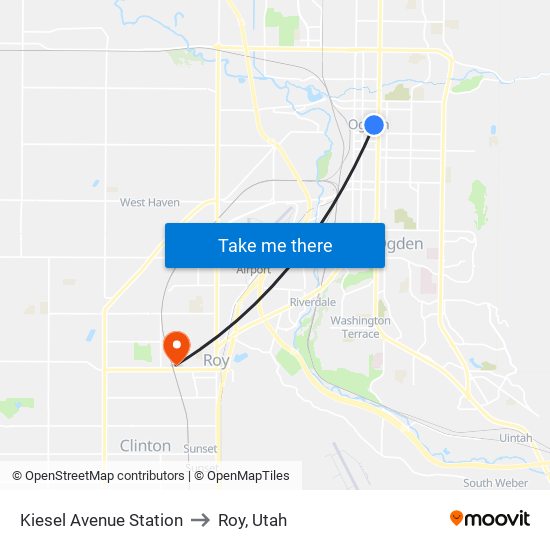 Kiesel Avenue Station to Roy, Utah map