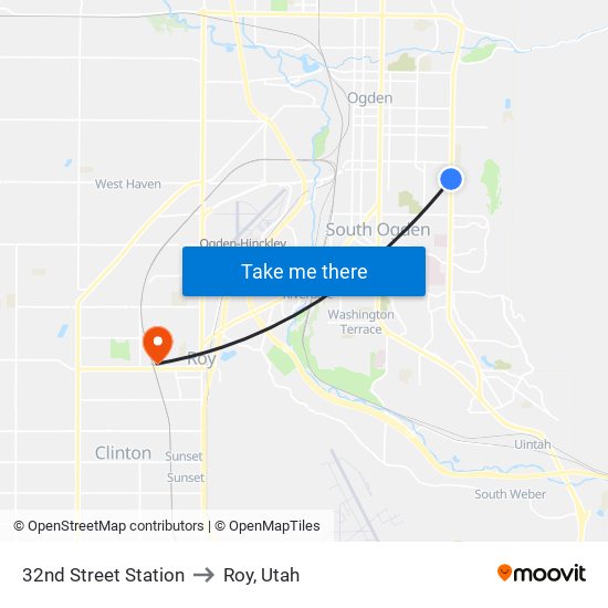 32nd Street Station to Roy, Utah map