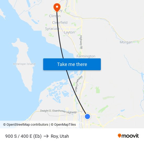 900 S / 400 E (Eb) to Roy, Utah map