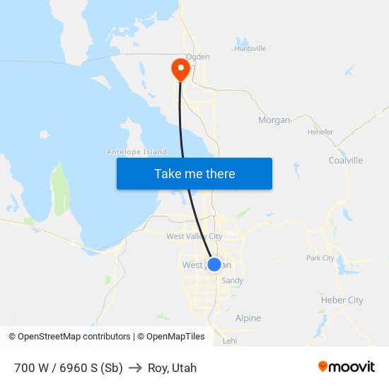 700 W / 6960 S (Sb) to Roy, Utah map