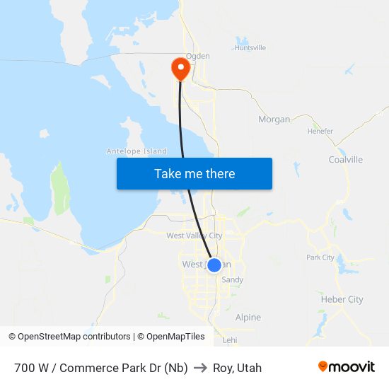 700 W / Commerce Park Dr (Nb) to Roy, Utah map