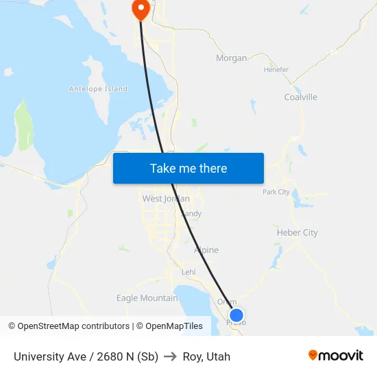 University Ave / 2680 N (Sb) to Roy, Utah map