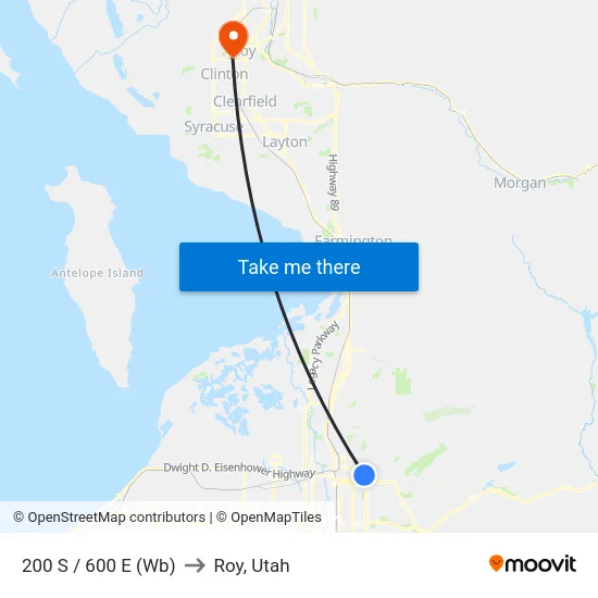 200 S / 600 E (Wb) to Roy, Utah map