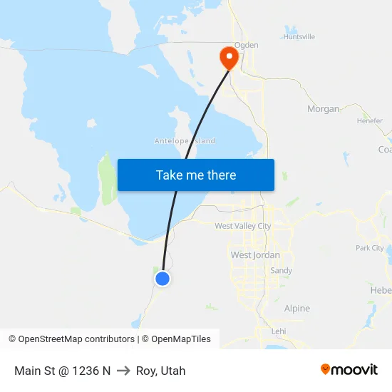 Main St @ 1236 N to Roy, Utah map