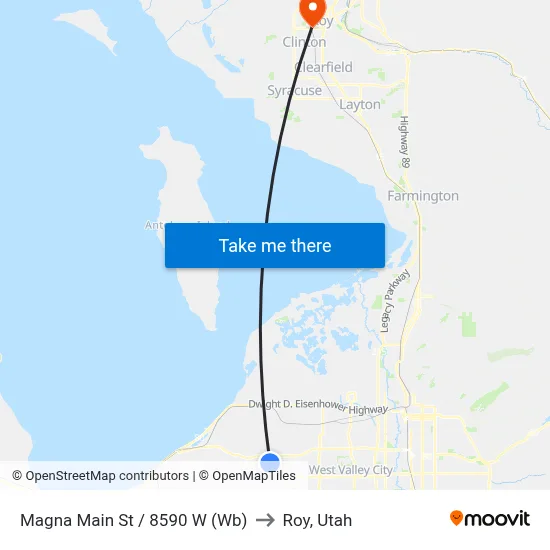 Magna Main St / 8590 W (Wb) to Roy, Utah map