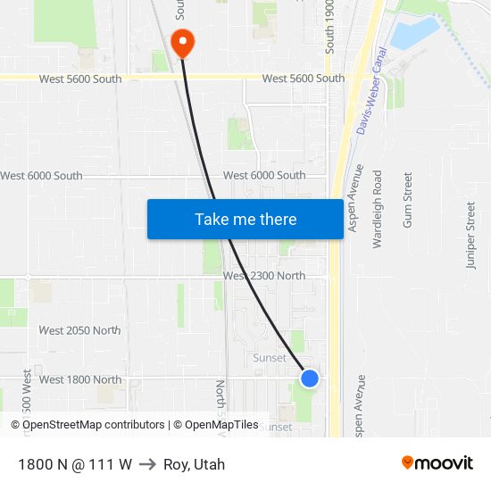 1800 N @ 111 W to Roy, Utah map