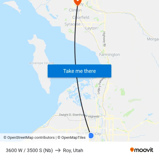 3600 W / 3500 S (Nb) to Roy, Utah map