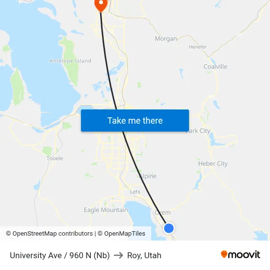University Ave / 960 N (Nb) to Roy, Utah map