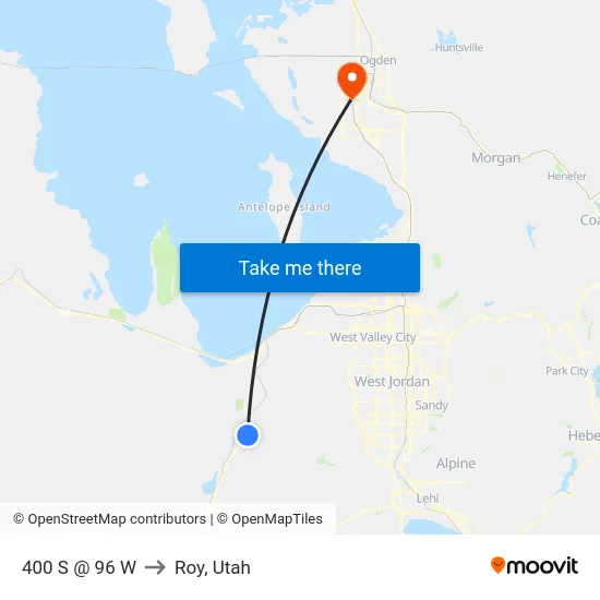 400 S @ 96 W to Roy, Utah map