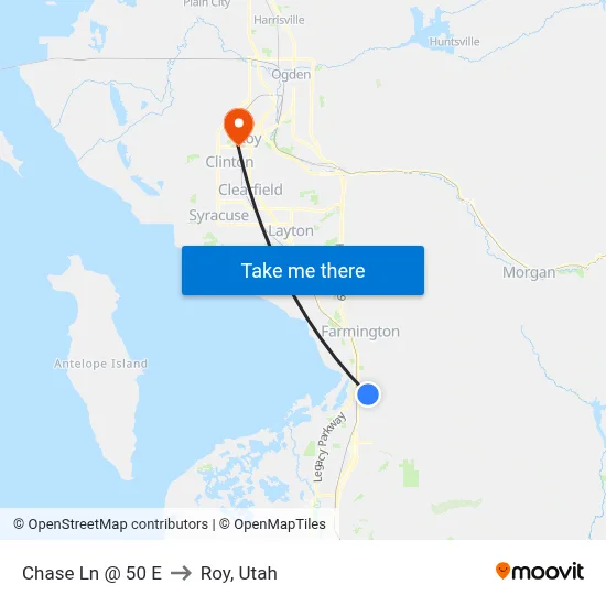 Chase Ln @ 50 E to Roy, Utah map