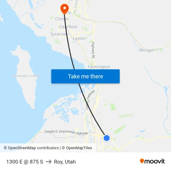 1300 E @ 875 S to Roy, Utah map