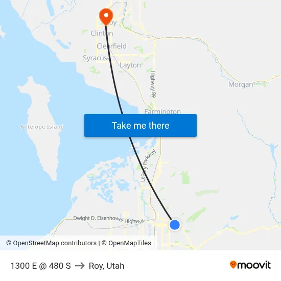 1300 E @ 480 S to Roy, Utah map